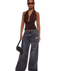Alternative view of Unstoppable Cowl Neck Top - Brown
