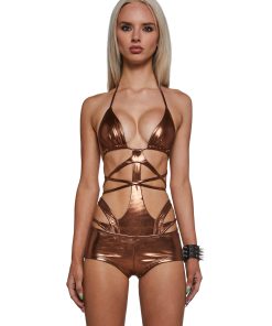Ego Metallic Lingerie Set With Shorts