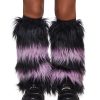Midnight Amethyst Striped Fur Leg Warmers
