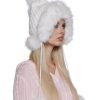 Bubble Pop Faux Fur Hat With Pom Poms -White