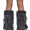 Midnight Muse Bow Faux Fur Warmers ??Gray