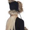 Bubble Pop Faux Fur Hat With Pom Poms -Black
