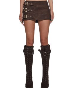 Sofie Belted Skirt - Brown
