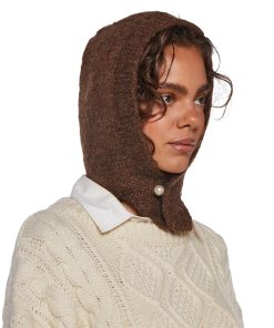 Alternative view of Fall Vibing Knit Hood - Brown