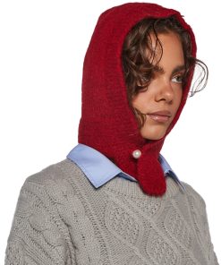 Alternative view of Fall Vibing Knit Hood - Red