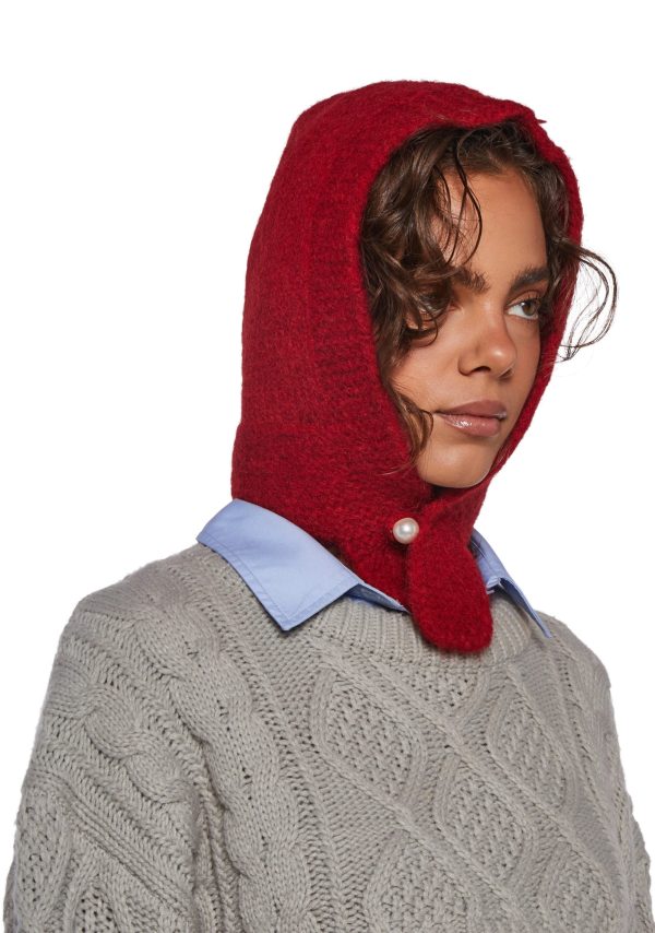Fall Vibing Knit Hood ?C Red