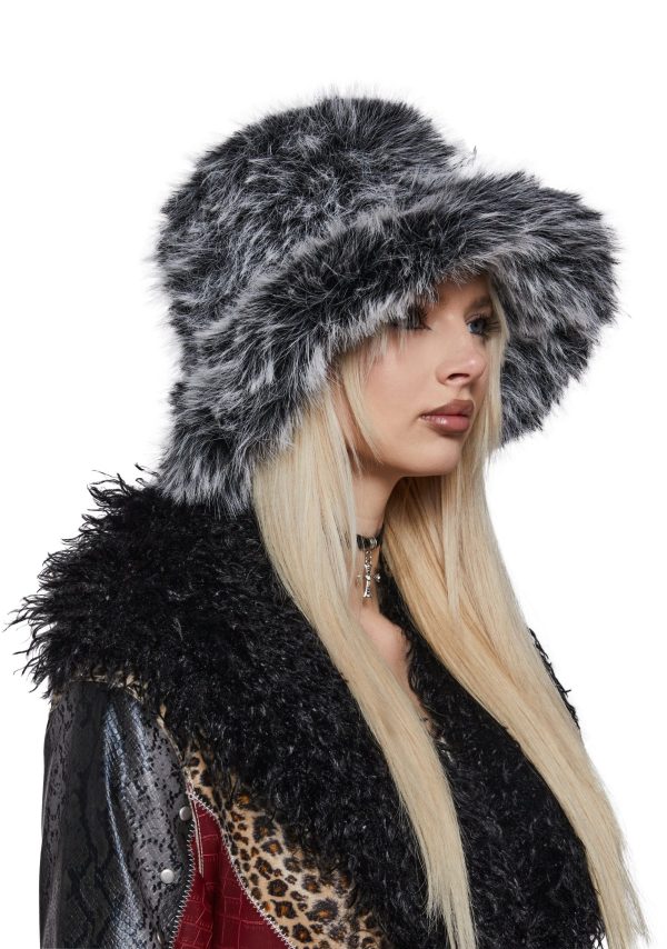 Arctic Noir Faux Fur Bag And Hat Set