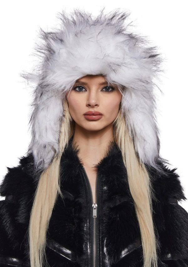 Aura Faux Fur Trapper Hat -White