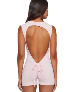 Alternate Realities Backless Romper - Pink