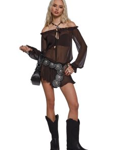 Alternative view of Billowing Winds Boho Dress - Brown