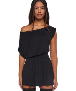 Crush Damage Off The Shoulder Dress - Black