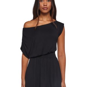 Crush Damage Off The Shoulder Dress ?C Black