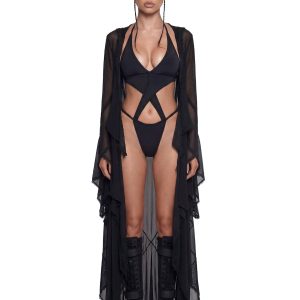 Sparkled Myths Hooded Duster ?C Black