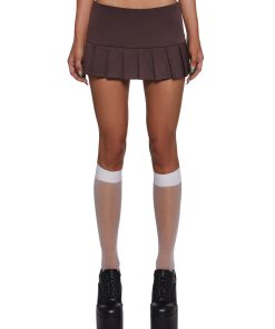 No Apologies Pleated Skort - Brown
