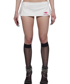 Born To Ride Pleated Ultra Mini Skirt - White
