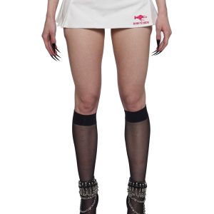 Born To Ride Pleated Ultra Mini Skirt ?C White