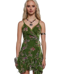 Dryas Velvet Wrap Mini Dress