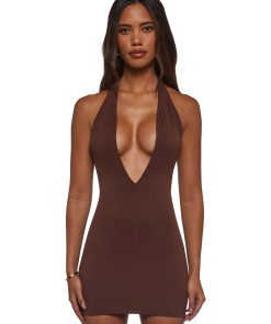 Solana Bodycon Mini Dress - Brown