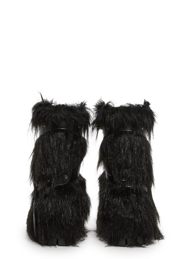 Low Wild Instincts Faux Fur Combat Boots ?C Black