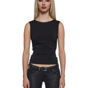Elegant Turn Short Sleeve Top ?C Black