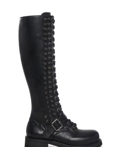 Spiked Knee High Lace Up Boots