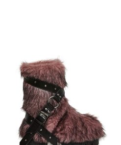 Low Wild Instincts Faux Fur Combat Boots - Pink