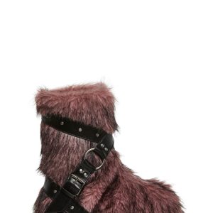 Low Wild Instincts Faux Fur Combat Boots ?C Pink