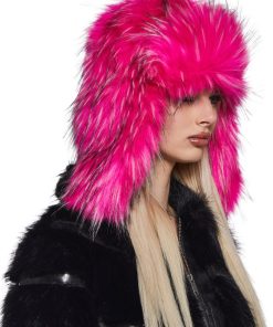Alternative view of Aura Faux Fur Trapper Hat -Pink