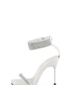 Alternative view of Chic-40 Platform Ankle Strap Rhinestone Sandals-Silver