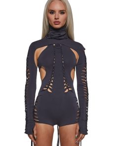 Outro Shredded Romper With Shrug