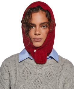 Fall Vibing Knit Hood - Red