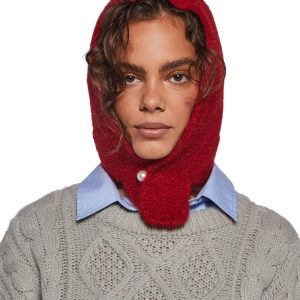 Fall Vibing Knit Hood ?C Red