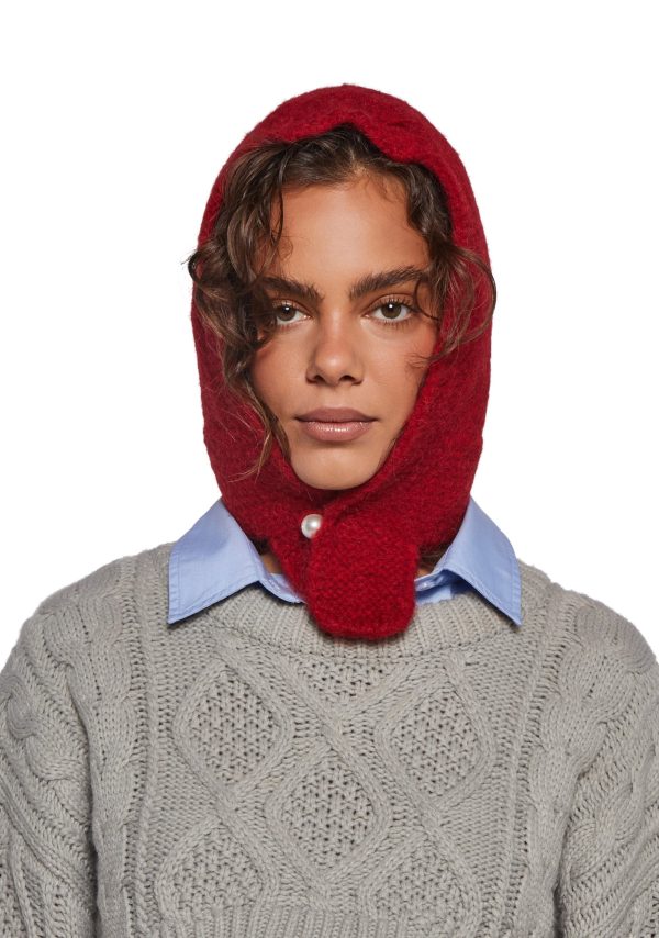 Fall Vibing Knit Hood ?C Red