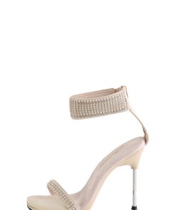 Alternative view of Chic-40 Platform Ankle Strap Rhinestone Sandals-Tan
