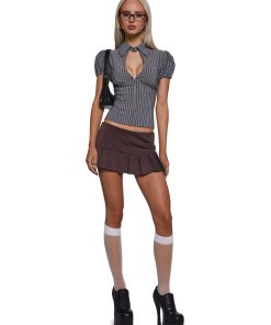 Alternative view of No Apologies Pleated Skort - Brown