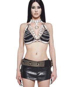 Brazen Tactics Chain Harness Choker -White