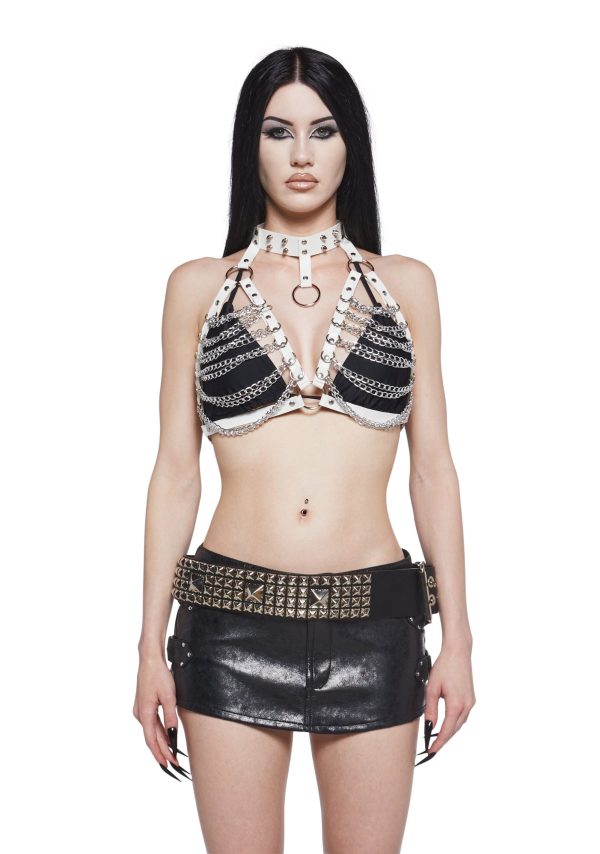 Brazen Tactics Chain Harness Choker -White