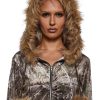 Camo Velour Hoodie With Faux Fur Trim