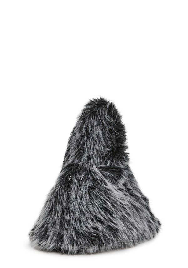 Arctic Noir Faux Fur Bag And Hat Set