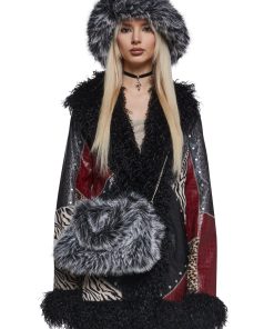 Arctic Noir Faux Fur Bag And Hat Set