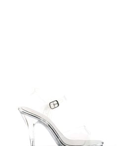 Caress-408 Platform Ankle Strap Sandals-Clear