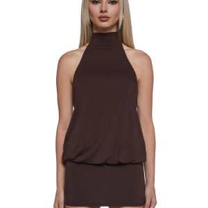 Club Moves Halter Dress ?C Brown