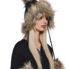Bubble Pop Faux Fur Hat With Pom Poms -Black