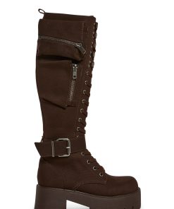 Obsidian Pocket Combat Boots - Brown