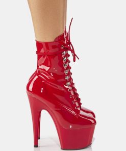 Alternative view of Adore-1020 Platform Ankle Boots-Red