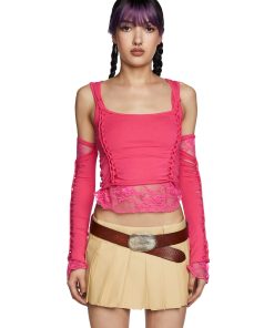Alternative Spells Top And Gloves Set - Hot Pink