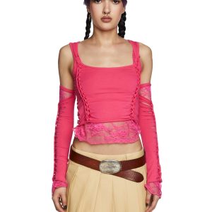 Alternative Spells Top And Gloves Set ?C Hot Pink