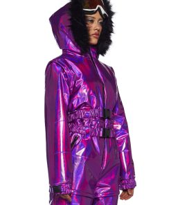 Alternative view of Aurora Beam Holographic Snowsuit - Purple