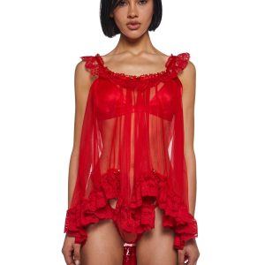 Blissful Heaven Lingerie Set ?C Red