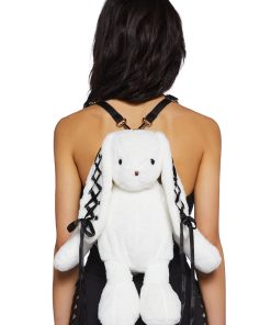 Alternative view of Cuddly Bunny Plush Backpack - White